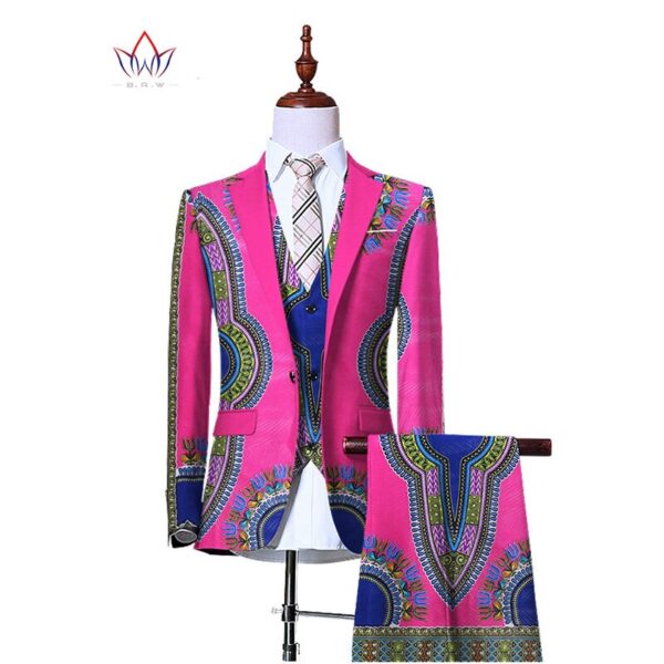 African print (Jacket+Vest+Pants)Blazers for Men 3 Piece Slim Fit Cowboy Wedding Men Suit Retro Gentleman Mens - Image 5