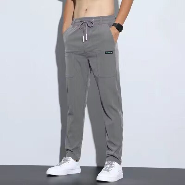 Thin ice silk pants for men, business men, casual pants, trendy straight leg loose sports pants - Image 4