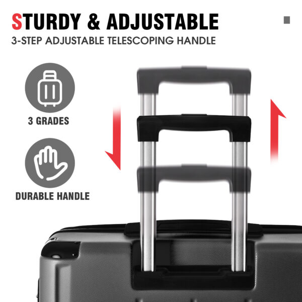 Hardshell Luggage Sets 3 Pcs Spinner Suitcase with TSA Lock Lightweight 20''24''28'' Black + ABS - Image 6