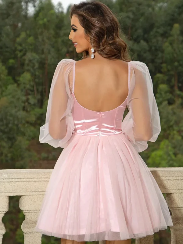 Sweetheart Neck Balloon Sleeve Mini Dress - Image 5