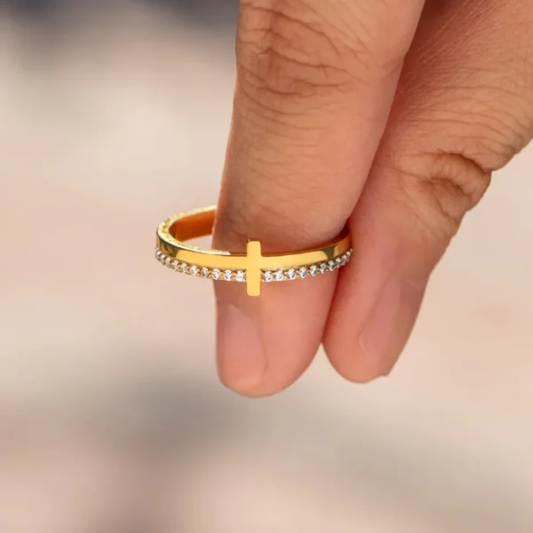 925 Sterling Silver Cross Ring - Image 6