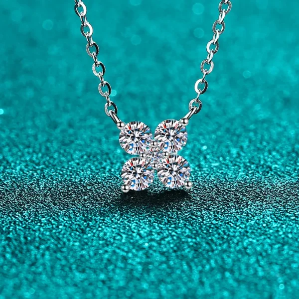 1.26 Carat Moissanite 925 Sterling Silver Geometric Shape Pendant Necklace - Image 4