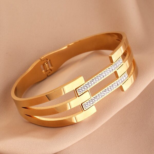 Hollow out Bracelet Stainless Steel Female Style Bracelet Geometric Circle Hollow out Handpiece - Image 2