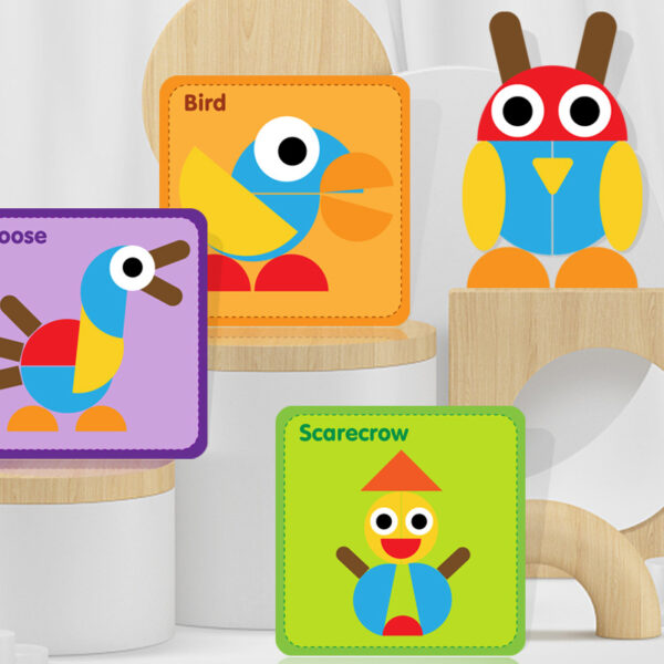 Children's Montessori fun geometry creative puzzle board puzzle development thinking early childhood enlightenment wooden toys - Image 3