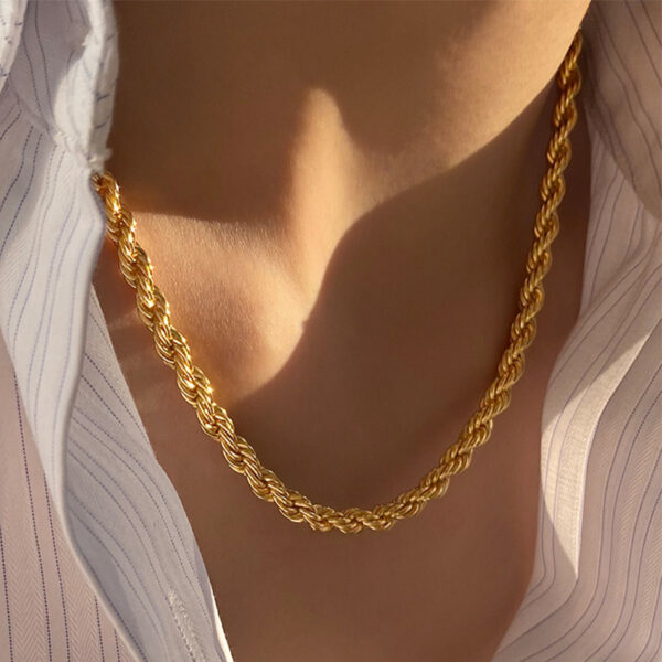 Hip hop gold Fried Dough Twists chain thick bracelet small jewelry chain - Image 7