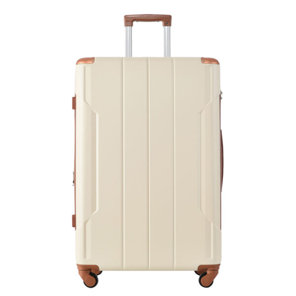 Hardshell Luggage Sets 3 Pcs Spinner Suitcase with TSA Lock Lightweight 20''24''28'' Brown white + ABS - Image 8