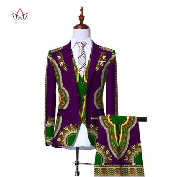 African print (Jacket+Vest+Pants)Blazers for Men 3 Piece Slim Fit Cowboy Wedding Men Suit Retro Gentleman Mens - Image 9