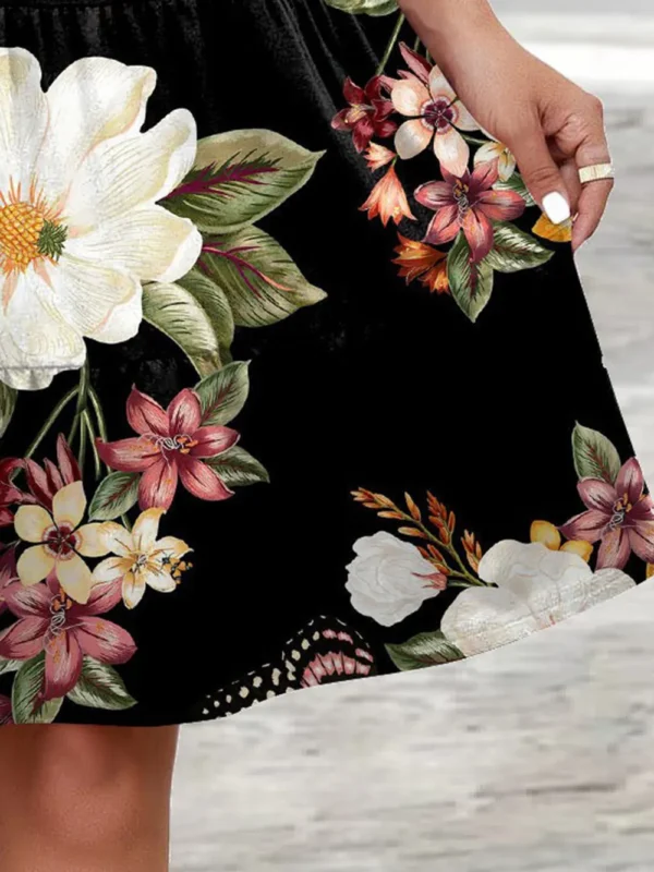 Printed Round Neck Tiered Dress - Image 6