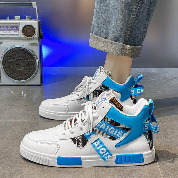 Four Seasons New Men's Casual Shoes Fashionable Outdoor Sports Shoes Trendy High Top Board Shoes - Image 4