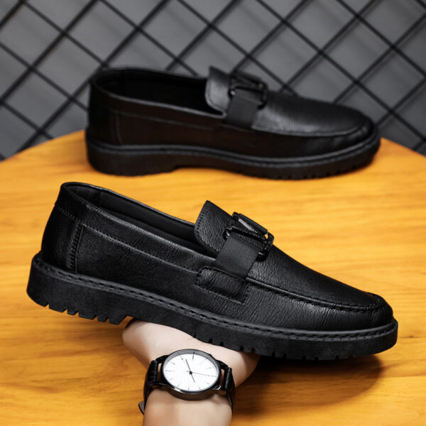 British style summer men's shoes versatile men's casual shoes business formal black leather shoes work trendy shoes - Image 3