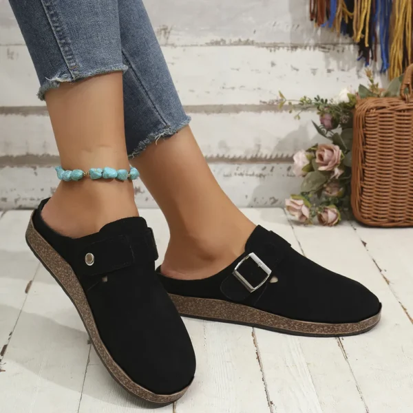 Suede Round Toe Buckle Slip-Ons - Image 2
