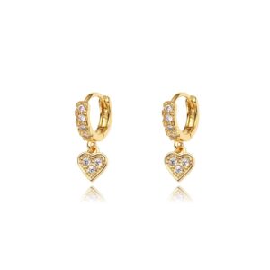 Brass 18k gold heart earrings