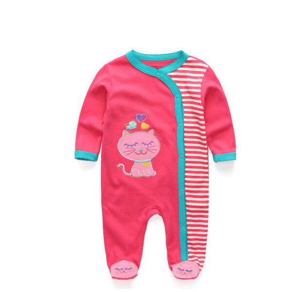 Newborn pure cotton double button crawling clothes baby jumpsuit closed door children's clothing - Image 2