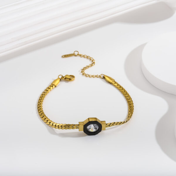 Zircon 18K Bracelet Necklace Zircon Geometry Fashion Simple Titanium Steel Bracelet - Image 4