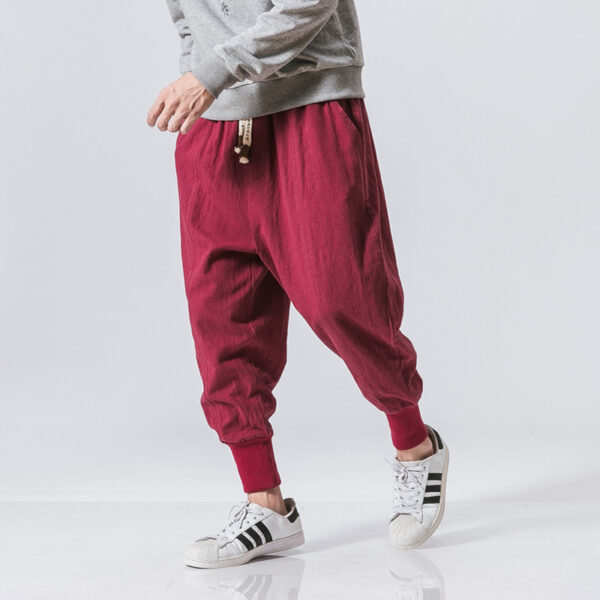 Men's Spring and Autumn Linen Closed Loose Bun Leg Pants Chinese Style Japanese Casual Pants Men - Image 3