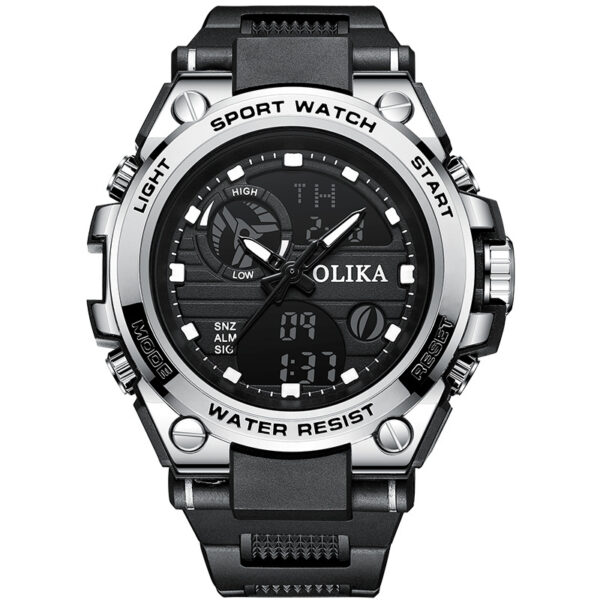 Men's dual display waterproof electronic watch, outdoor sports timing multifunctional quartz electronic watch, shock resistant student watch - Image 5