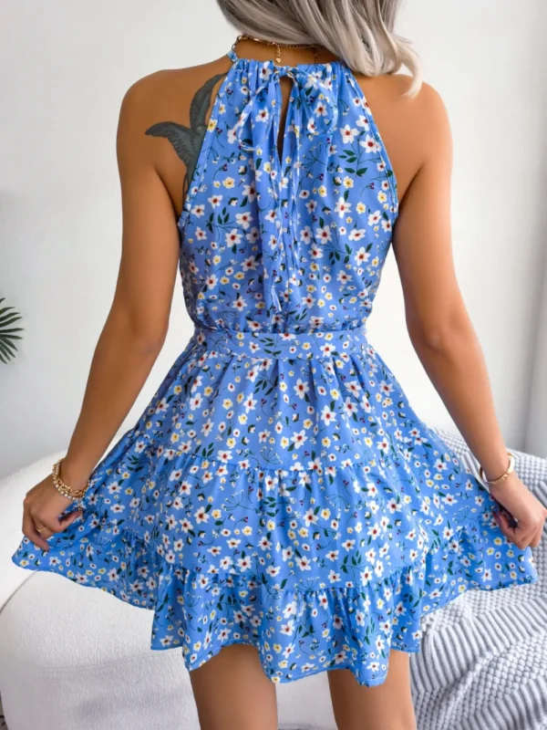 Tied Printed Grecian Neck Mini Dress - Image 14