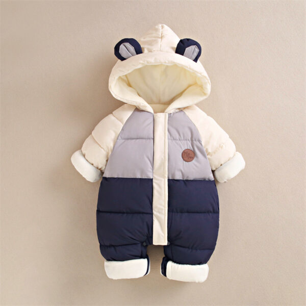 Baby down cotton jacket jumpsuit, autumn and winter clothes, khai clothes for men and women, baby clothes for going out, thick hugging clothes, winter climbing clothes - Image 2