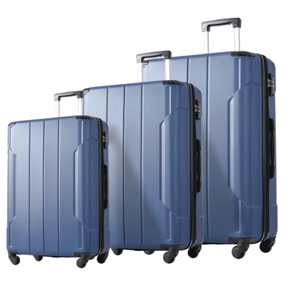 Hardshell Luggage Sets 3 Pcs Spinner Suitcase with TSA Lock Lightweight 20''24''28'' Blue + ABS - Image 4