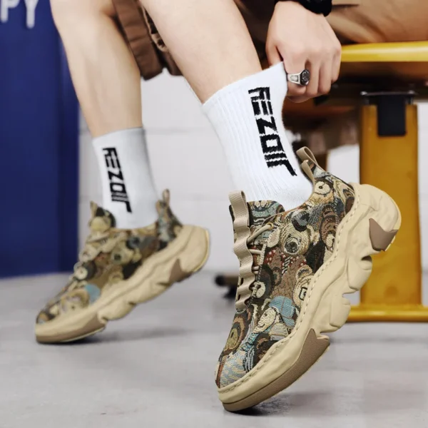 Canvas breathable thick sole height increasing dad shoes with dissolved sole, trendy sports running shoes - Image 4