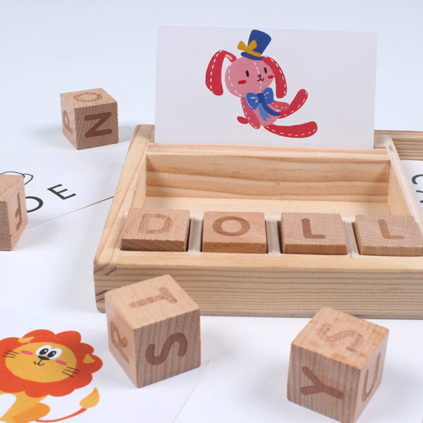 Children's wooden English word puzzle game early education enlightenment puzzle puzzle board letter building block puzzle toy - Image 4
