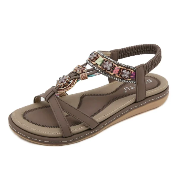Water Diamond Flower Casual Fashion Versatile Flat Sandals for Women - Image 3