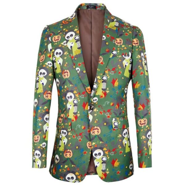 Cute mens jacket slim fit Halloween print floral Men suits blazer euro plus size 4XL Tuxedo prom men clothing - Image 8