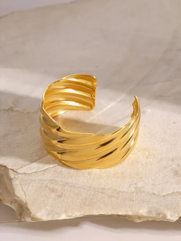 18K Gold-Plated Stainless Steel Open Ring - Image 6