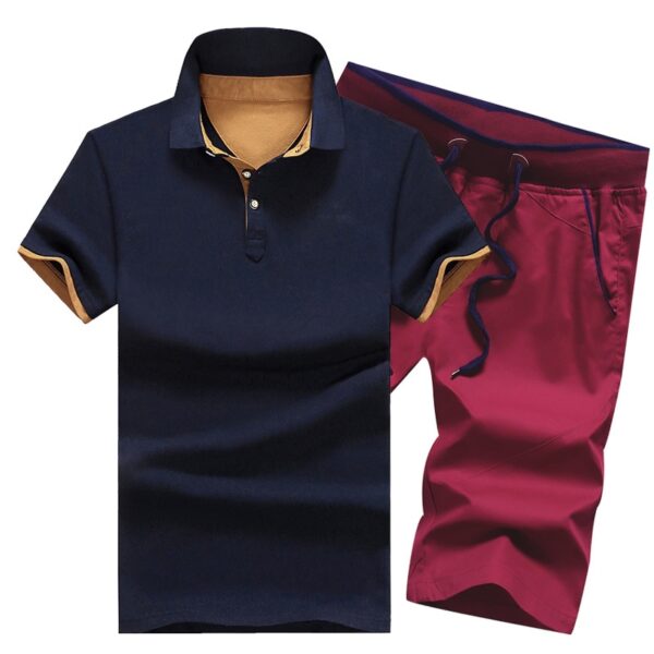 Polo shirt Cotton Mens Sets Summer Button Polo Shirts Sets Turn Down Mens Shorts 4XL Men Clothes 2 Piece Set Elastic Waist Shorts - Image 2