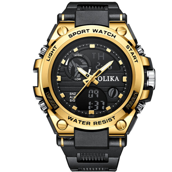 Men's dual display waterproof electronic watch, outdoor sports timing multifunctional quartz electronic watch, shock resistant student watch - Image 2