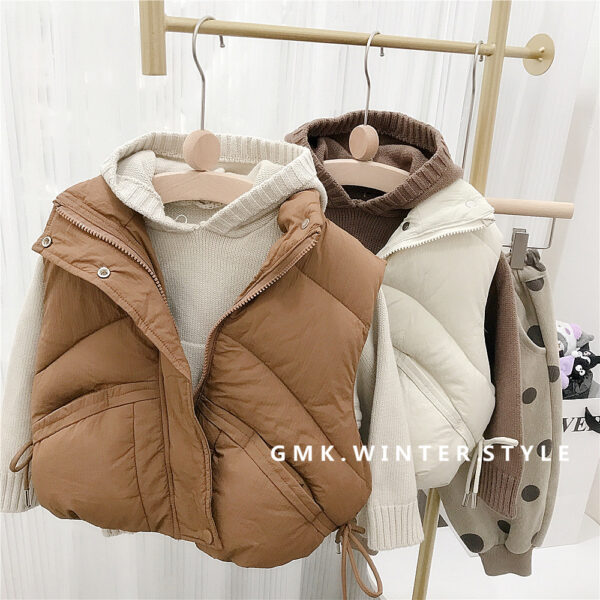 Children's standing collar cotton jacket vest winter loose vest for boys and girls camisole medium and small children's sweater - Image 2
