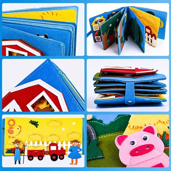 Toddlers Montessori Toys Busy Board Farm Animal Scene Storytelling Activity Toy Quiet Book Felt Activity Educational Sensory Toy - Image 6