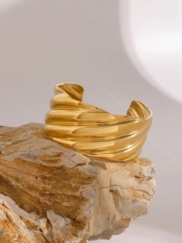 18K Gold-Plated Stainless Steel Open Ring - Image 3