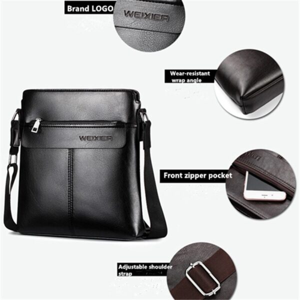 WEIXIER brand men's bag youth messenger bag zipper leather bag Ipad handbag men's shoulder bag - Image 6