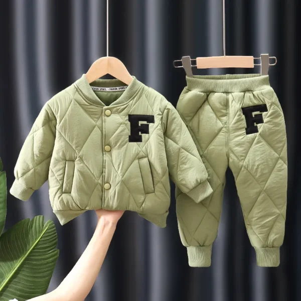 1 2 3 4 5 Years Winter Boys Clothing Sets Alphabet Fashion Warm Coat And Pants 2Pcs Boys Suits Birthday Gifts New Kids Clothes - Image 3