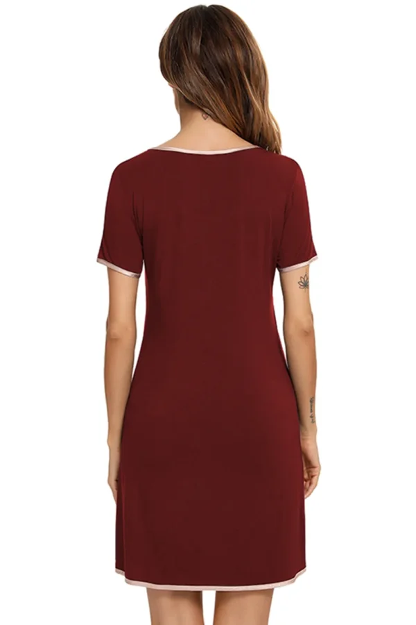 Contrast Trim Pocketed Round Neck Lounge Dress - Image 17