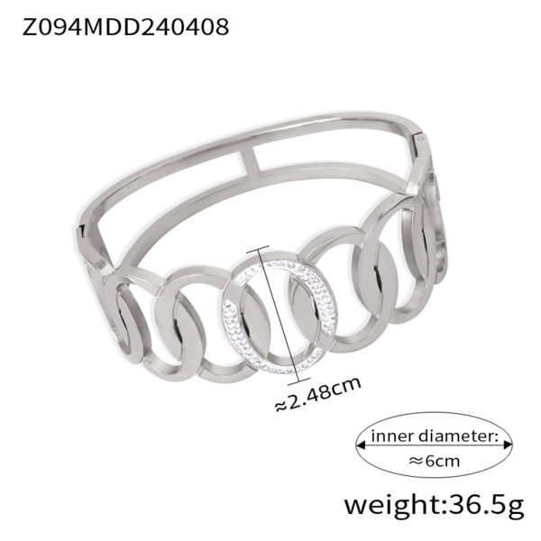 Fashion metal titanium steel bracelet with female geometric design and diamond studded spring buckle bracelet - Image 11