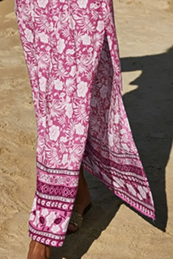 Printed Half Sleeve Top and Slit Skirt Set - Image 26