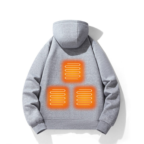 European and American zipper cardigan heating hoodie intelligent hooded five zone heating jacket outdoor warm electric clothing for men - Image 2