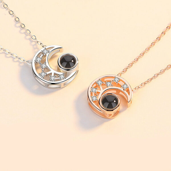 Star Moon Projection Necklace Actress Moon Projection Clavicle Chain 100 Languages I Love You Internet Celebrity Pendant - Image 2