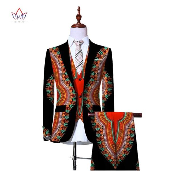 African print (Jacket+Vest+Pants)Blazers for Men 3 Piece Slim Fit Cowboy Wedding Men Suit Retro Gentleman Mens - Image 7