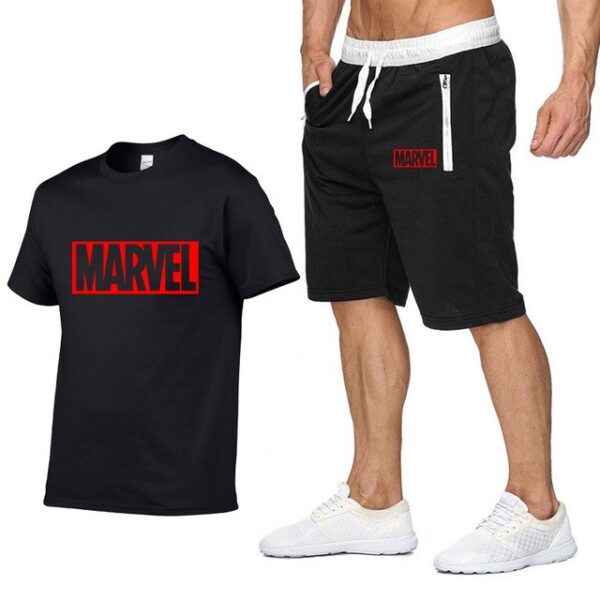 Summer Casual Cotton T Shirts+Shorts Men Sets Brand Clothing Two Pieces Tracksuit - Image 2