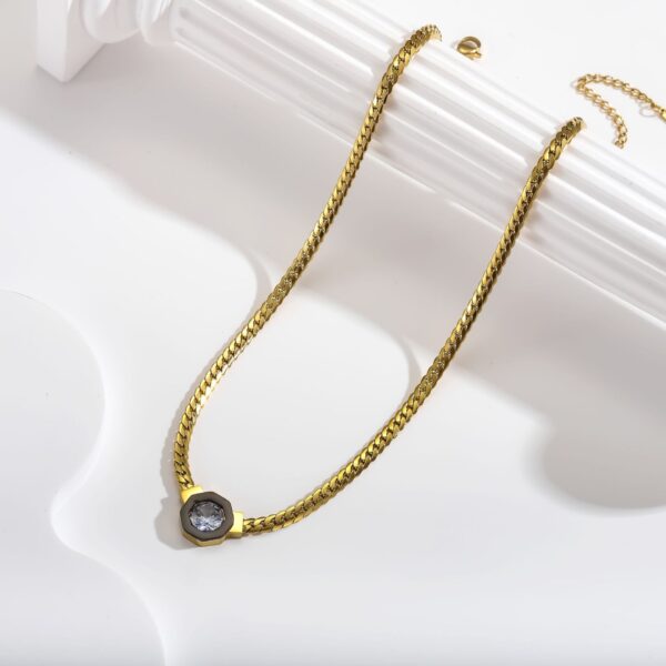 Zircon 18K Bracelet Necklace Zircon Geometry Fashion Simple Titanium Steel Bracelet - Image 3