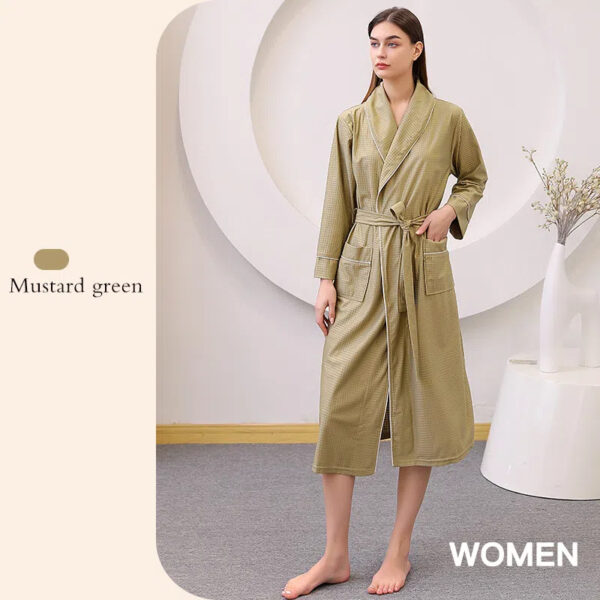 Thin satin bathrobe with quick drying water absorption for couples women's long and plus size yukata for men - Image 8