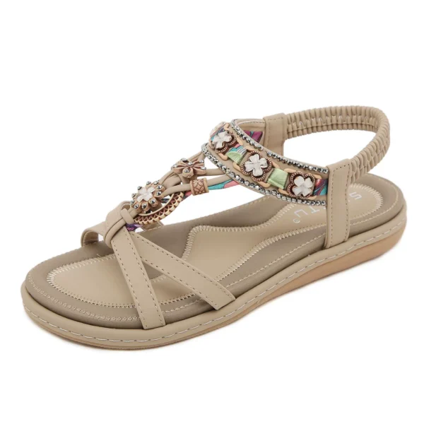 Water Diamond Flower Casual Fashion Versatile Flat Sandals for Women - Image 2