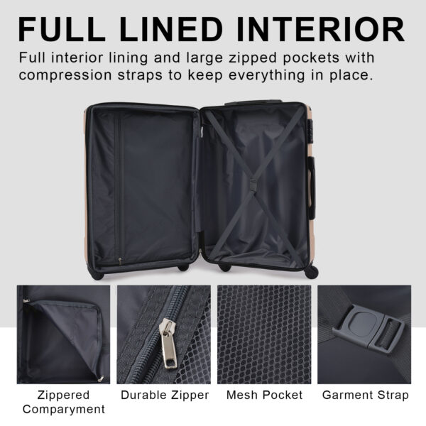 Hardshell Luggage Sets 3 Pcs Spinner Suitcase with TSA Lock Lightweight 20''24''28'' Black + ABS - Image 18