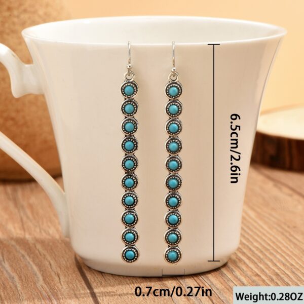 Artificial Turquoise Alloy Bar Earrings - Image 5