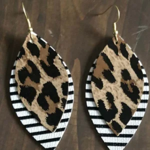 PU Leather Leaf Dangle Earrings