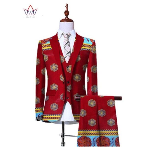 African print (Jacket+Vest+Pants)Blazers for Men 3 Piece Slim Fit Cowboy Wedding Men Suit Retro Gentleman Mens - Image 14
