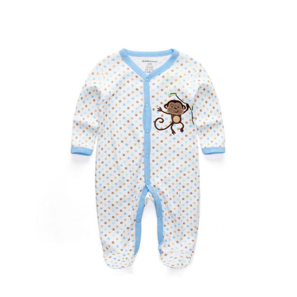 Newborn pure cotton double button crawling clothes baby jumpsuit closed door children's clothing - Image 6